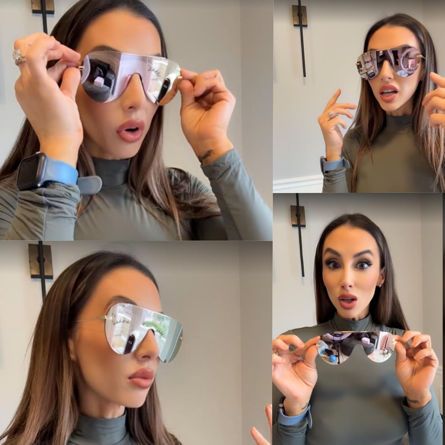 Chic Oversized Shield Sunglasses Womens Trendy, Designer Stylish UV Protection Sun Glasses Large Frame Shades - Image 5