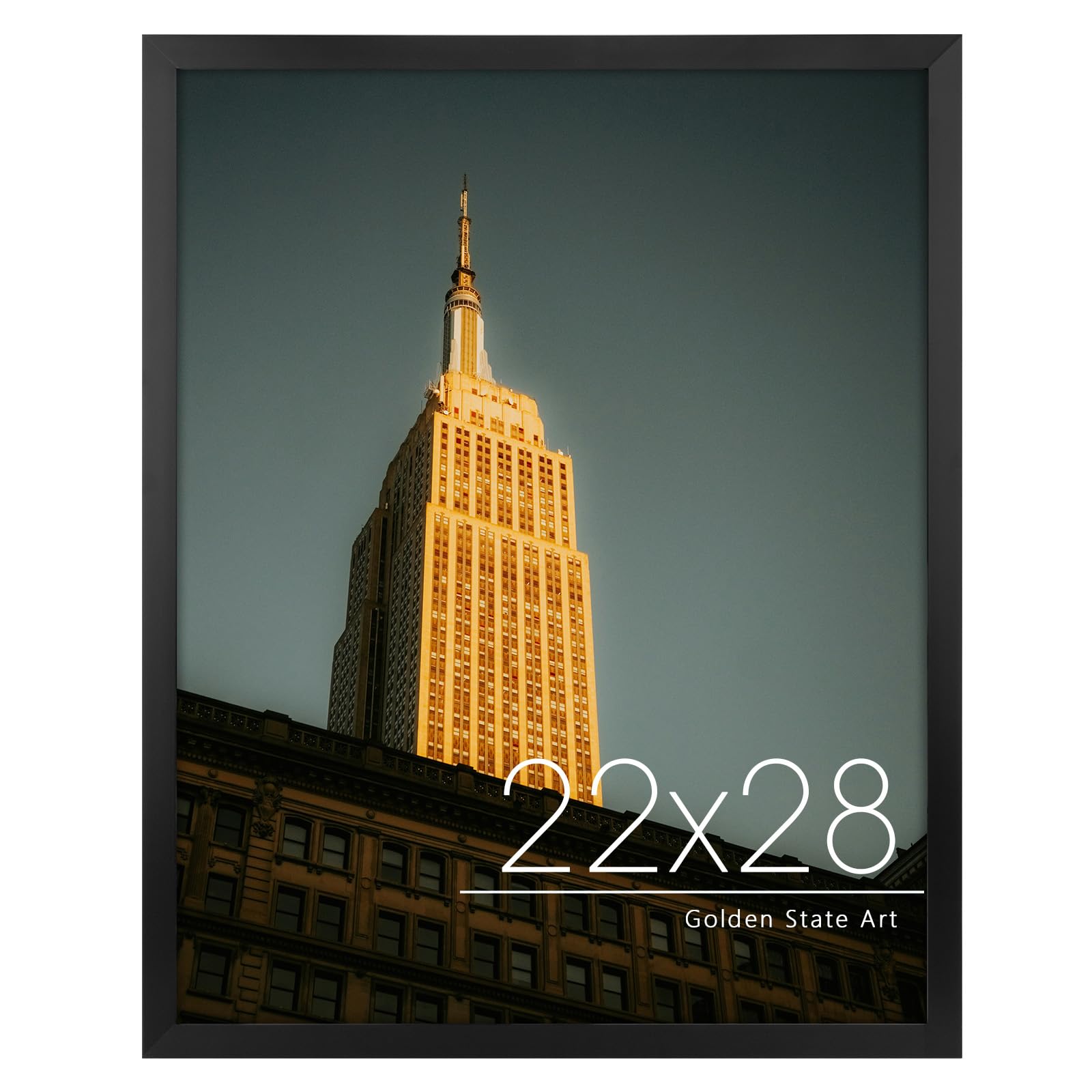 Golden State Art 22x28 Black Solid Wood Frame