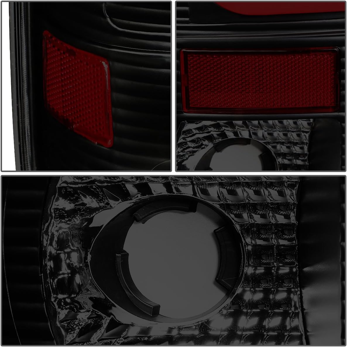 Auto Dynasty Rear Tail Lights Compatible with 1997-2007 Ford F-150 Heritage F-250 F-350 F-450 F-550 Super Duty, 3D LED Brake Lamps w/Red LED Light Bar, Black Housing Smoked Lens