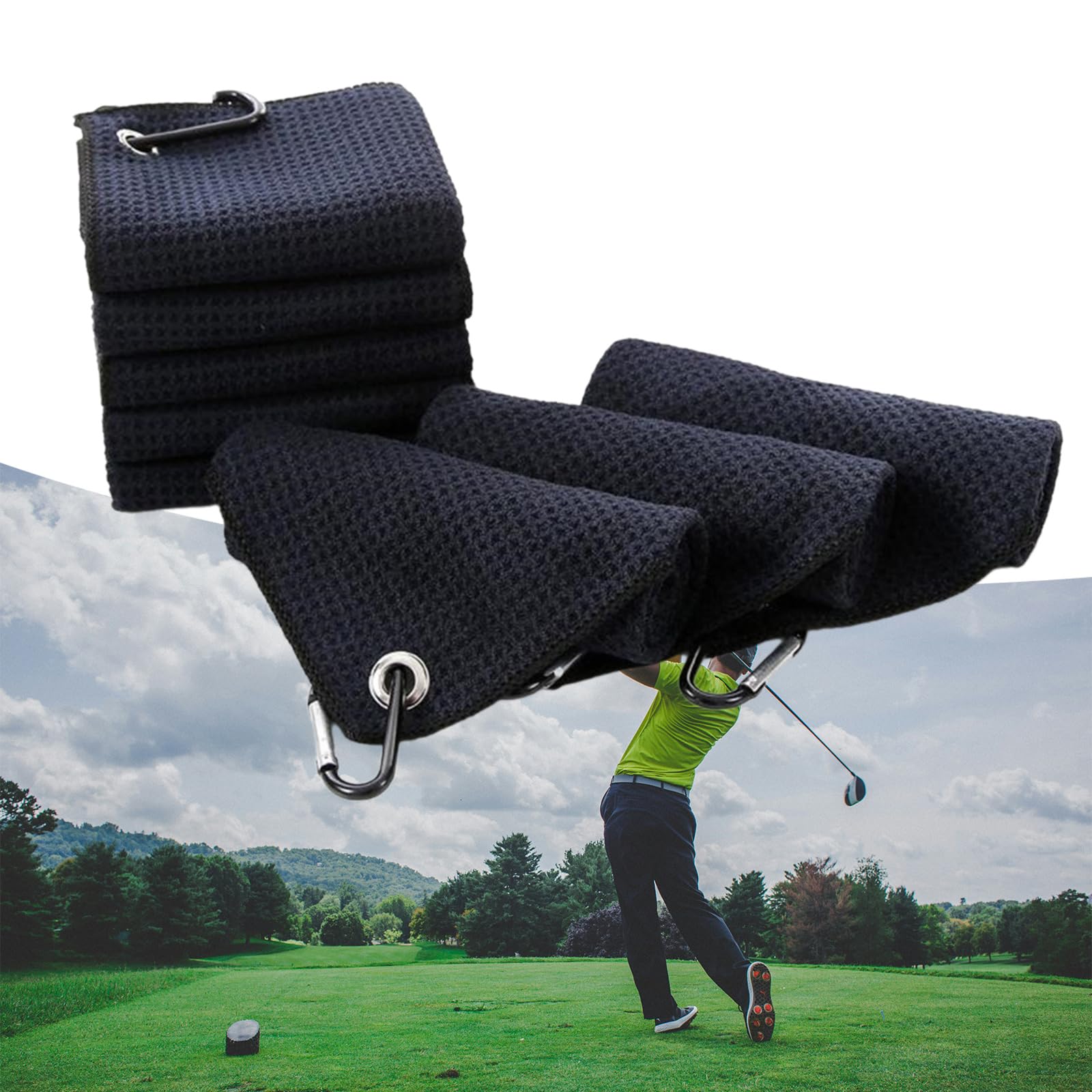 hejhncii Water-Absorption Golfs Club Head Wipe Cloth Wipe Cloth Microfibers Towel with Carabiner Hook
