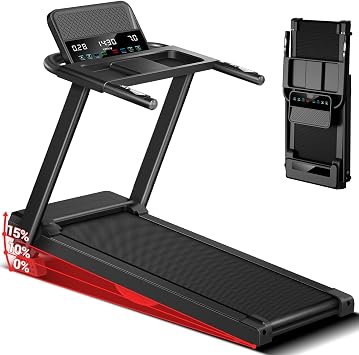 Treadmills for Home, 3.0HP Quiet Brushless Folding Treadmill with Heart Rate Sensor, Dual Cushion System, 303lbs Weight Capacity, Holder for Cup & Phone