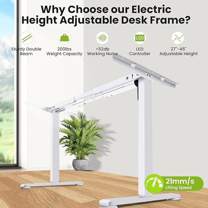 Base de Escritorio Eléctrica Ajustable farexon, Patas para Mesa de Pie, Blanco miniatura 4