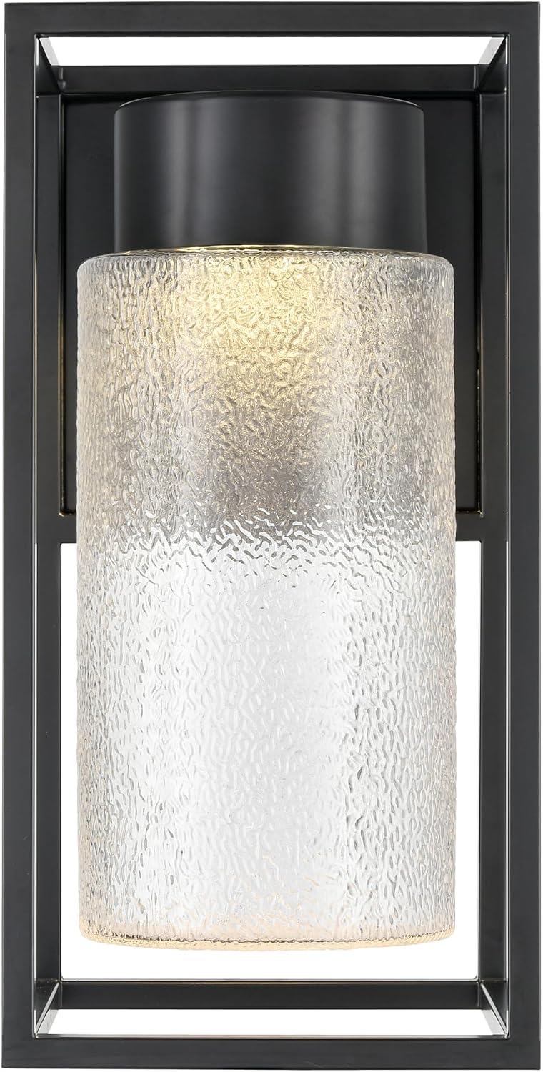 ML Lighting | 73101-PBK | LED Light Outdoor Wall Sconce in Powder Coated Black Finish with Clear Textured Glass Shade | Perfect for Walkways, Porches, Backyards, Patios, and Driveways