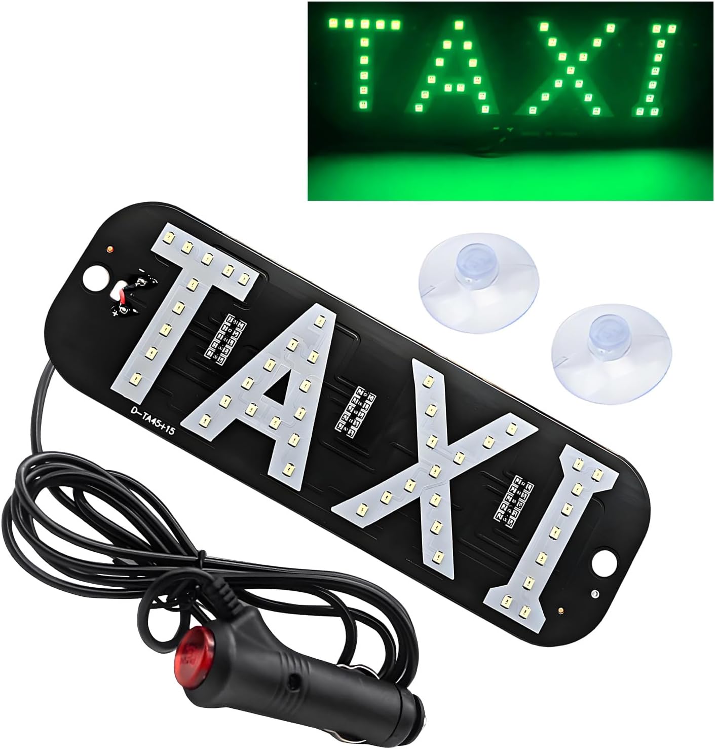 Taxi LED Sign Decor, 5V Bright Taxi LED Signal Light USB Charging Lamp with Suction Cups, Taxi Sign Indicator Light Flashing Hook on Car Window Windshield for Driver (Green)