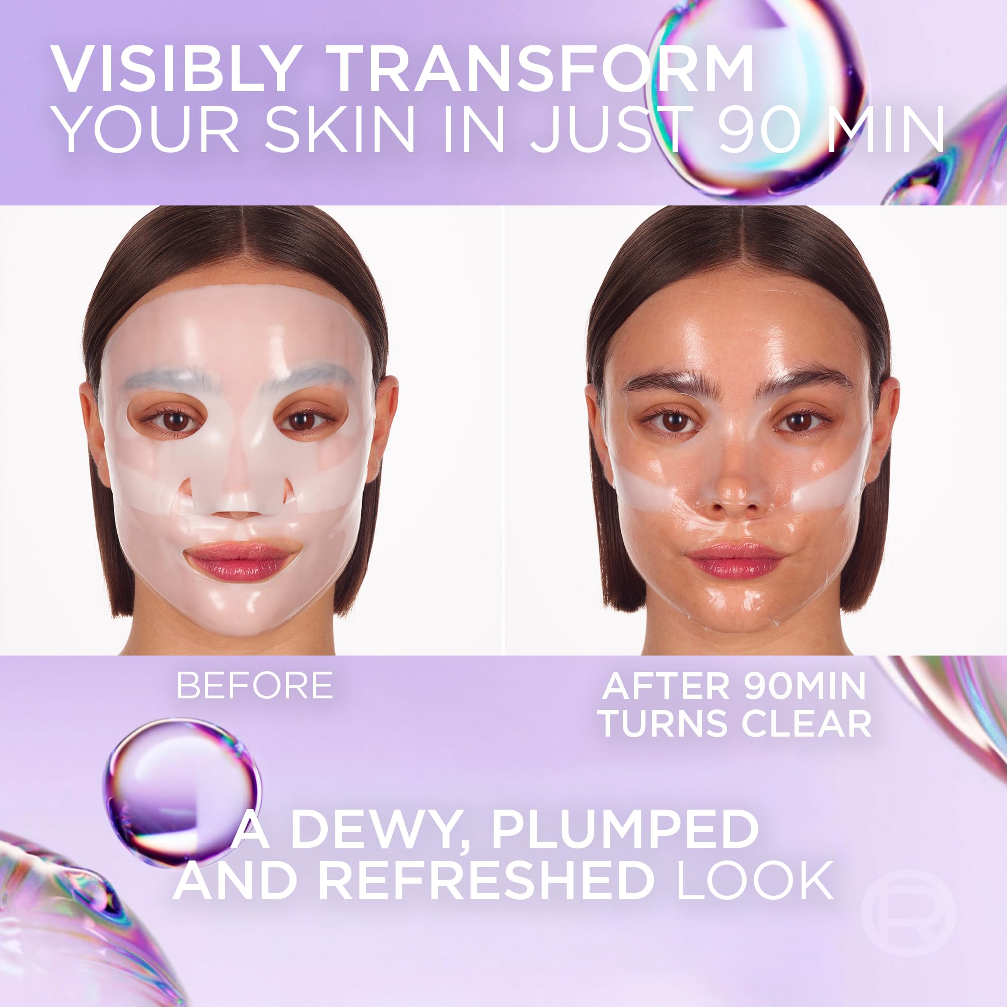 L'Oréal Paris Revitalift Filler Glass Skin, Rozświetlająco-Nawilżająca Maska Hydrożelowa