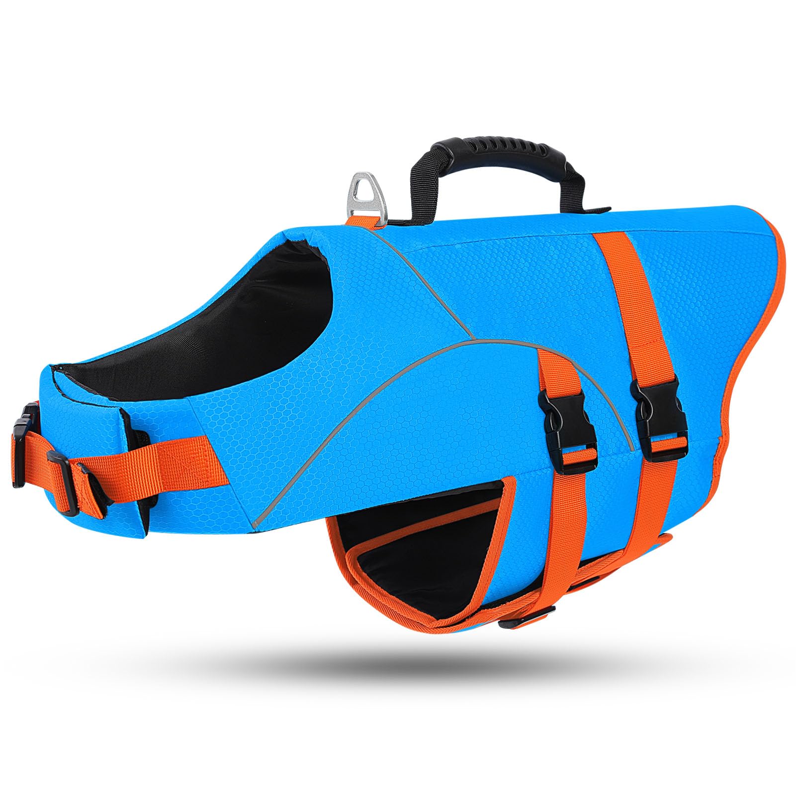 ASENKU Giubbotto Salvataggio per Cane, Salvataggio Professionale per Cani Galleggiante ad Alta Visibilità per Spiaggia, Barca e Piscina, Maniglia di Sicurezza, Cinturino Regolabile con Maniglia