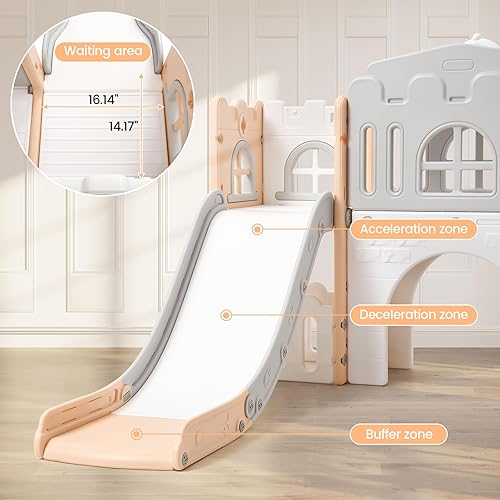 Miniatura 3 de GarveeLife Zona de juegos interior 8 en 1 para niños pequeños con tobogán juego de tobogán para bebés de 1 a 3 años, tobogán para niños incluye aro