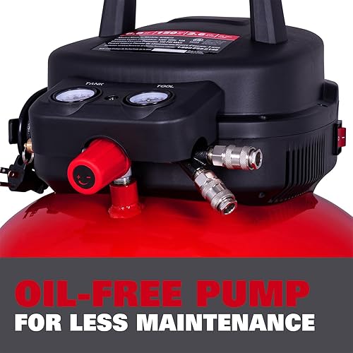 Miniatura 5 de ECOMAX Compresor de aire, compresor de aire portátil, 6 galones, compresor de aire para panqueques, máximo 150 PSI, 2.6 CFM 90 Psi, compresor de