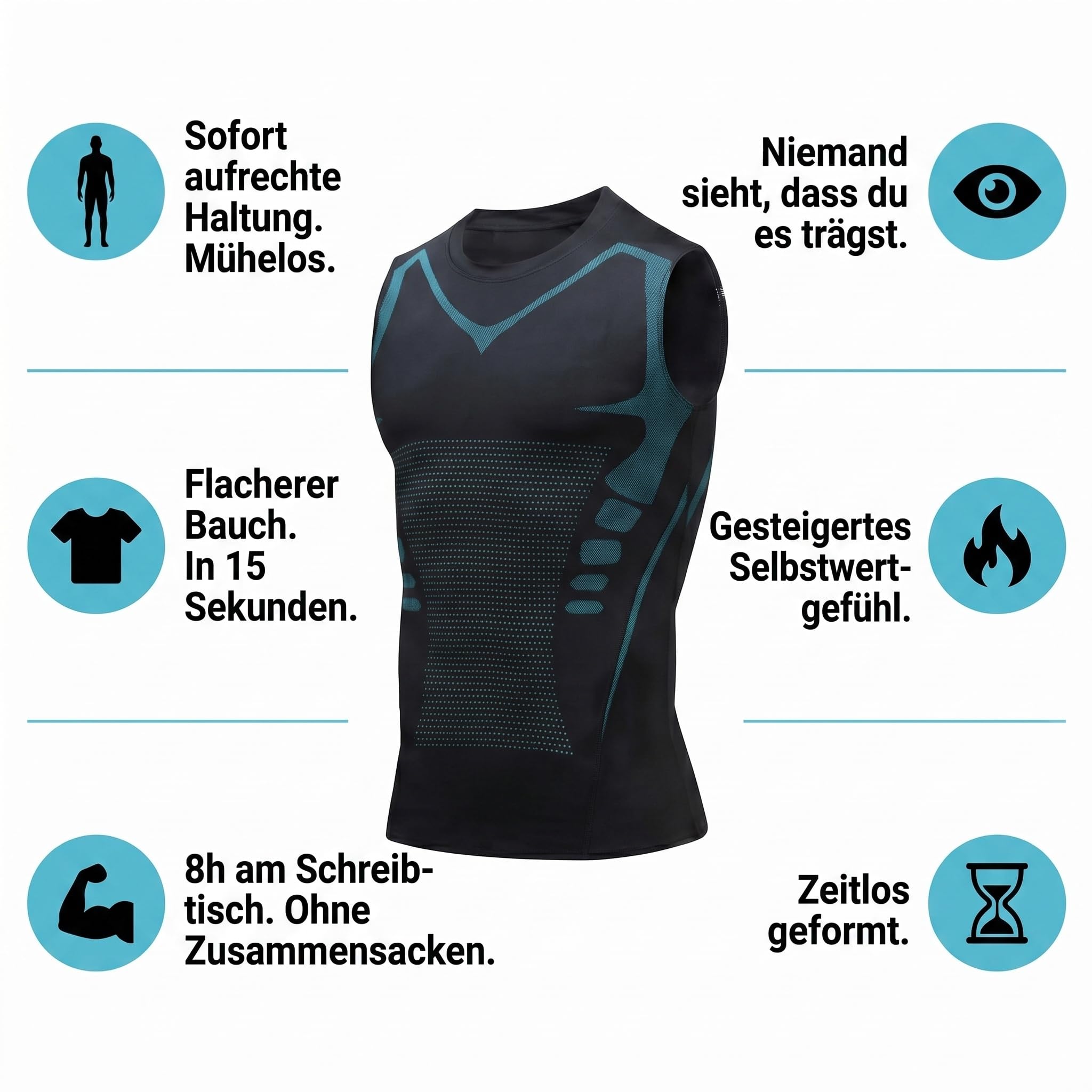 Men Shaped unterhemd, Kompressionsshirt Herren Shapewear Bauchweg Unterhemd Figurformendes Shirt Fitness Tank Top leicht atmungsaktiv elastisch unsichtbar
