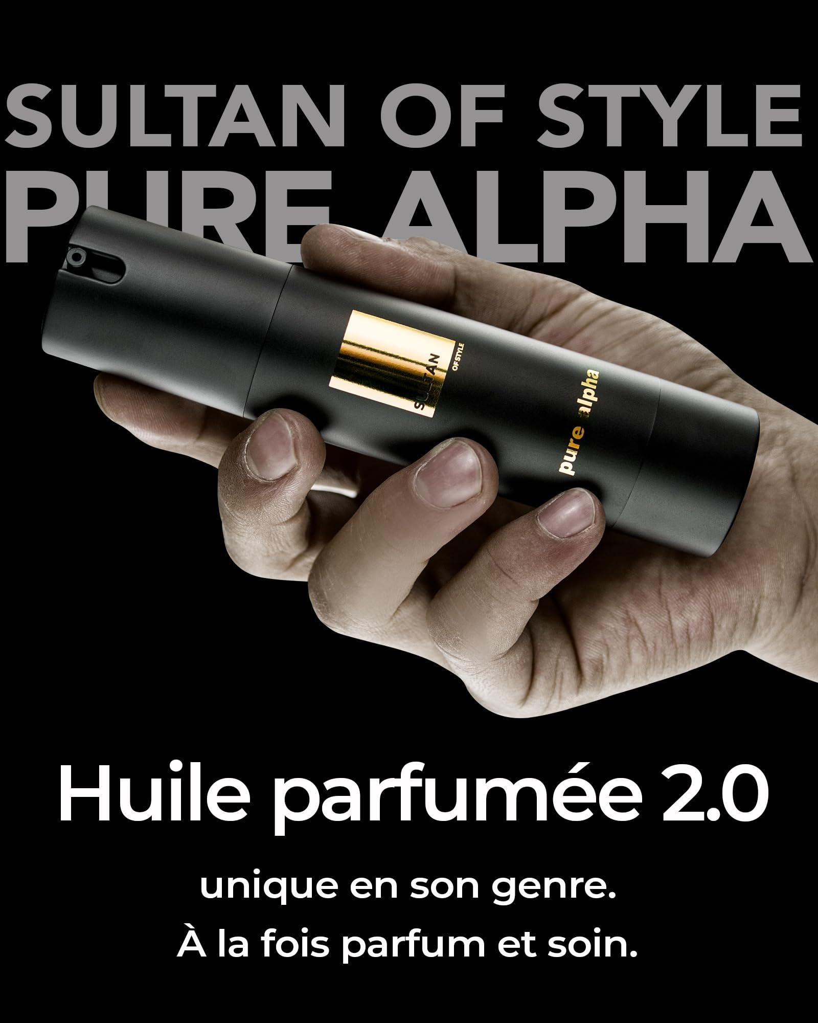 Sultan of Style Pure Alpha Huile Parfumée pour Hommes - Parfum frais et épicé - 100% sans alcool - Huiles essentielles nourrissantes - Cadeaux pour hommes