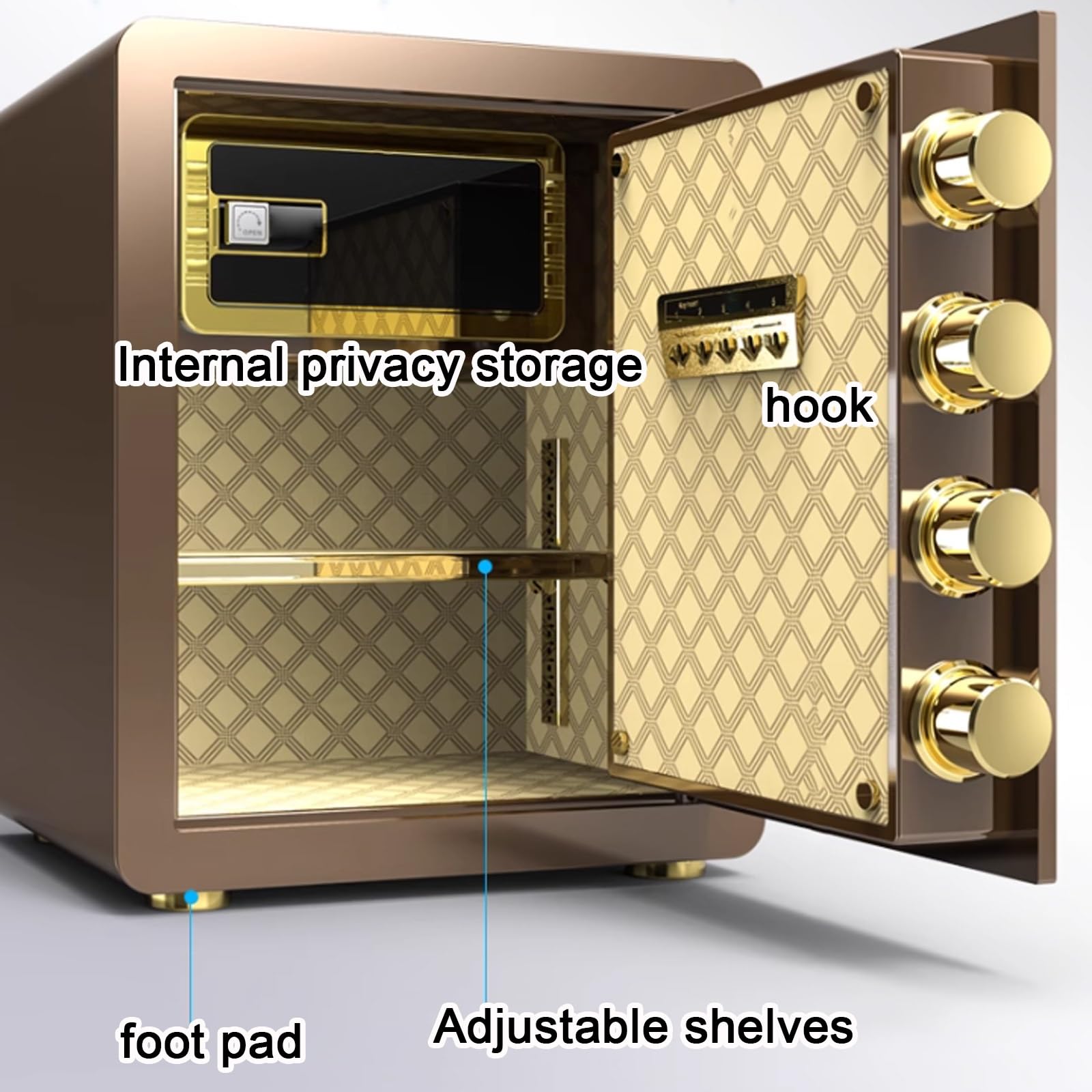 Caja fuerte pequeña impermeable ignífuga con cerradura mecánica y llave, caja de seguridad de acero para objetos de valor, joyas y documentos, ideal para el hogar, hotel y negocios (negro)