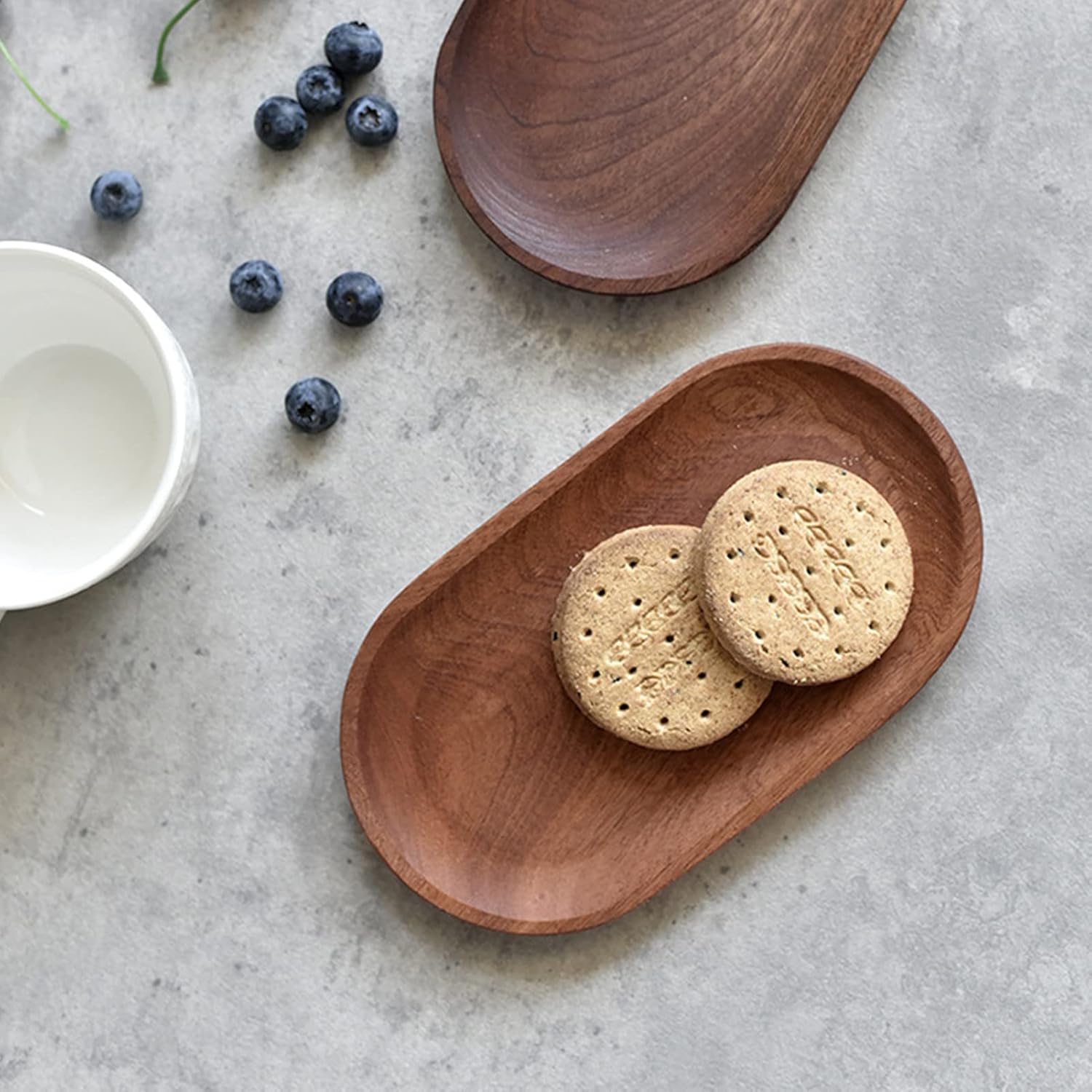 Small Serving Wooden Tray Salad Plates for Fruit Cookie Platter 3.9x7.1inch