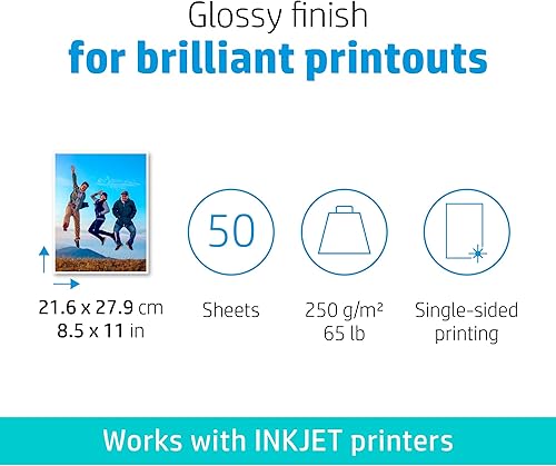 Miniatura 3 de HP - Papel fotográfico brillante Advanced para impresora de inyección 85 x 11 pulgadas 50 hojas Q7853A