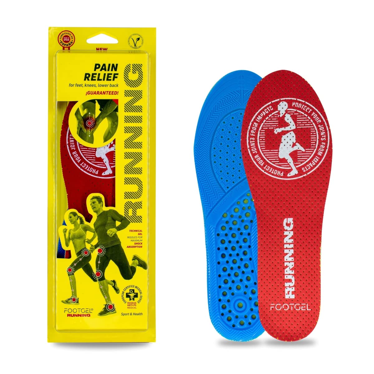 Semelle Running Homme/Femme | Semelles Gel Sport Respirantes, Confortables | Stabilisatrices, Préviennent les Blessures, Douleurs aux Pieds, Genoux et Lombaires | Pointures 43 à 47