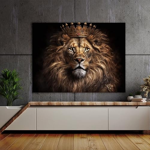 Miniatura 2 de Sense Canvas Lion Majestic Crown King 60 - Lienzo decorativo para decoración del hogar, póster grande de 40 x 30 pulgadas, 0.75 pulgadas