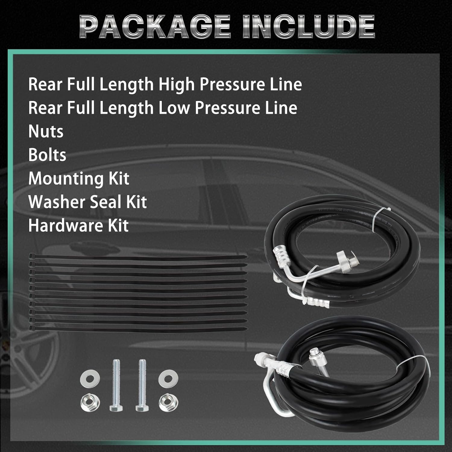 SUB6050 Rear AC Line Kit, Auxiliary Air Conditioning Hose Set Compatible with Cadillac Escalade ESV Chevrolet Suburban GMC Yukon XL 1500 2500 5.3L 5.7L 6.0L 8.1L 2001-2006