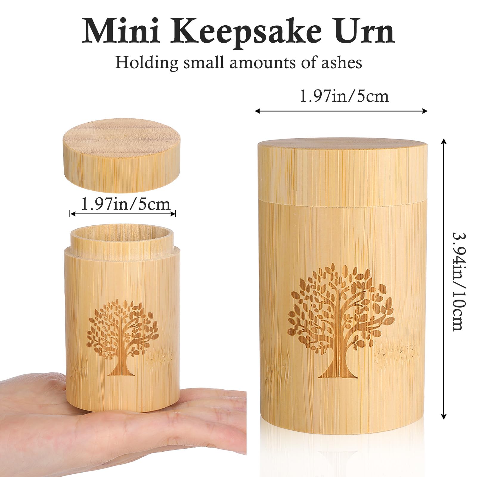 Small Bamboo Scattering Urn Tube for Human Ashes Mini Bamboo Spreading Cremation Tube Urn Keepsake Urn for Adult Male Female Pet Dog Cat Ashes 3.94''x1.97'' - Image 2