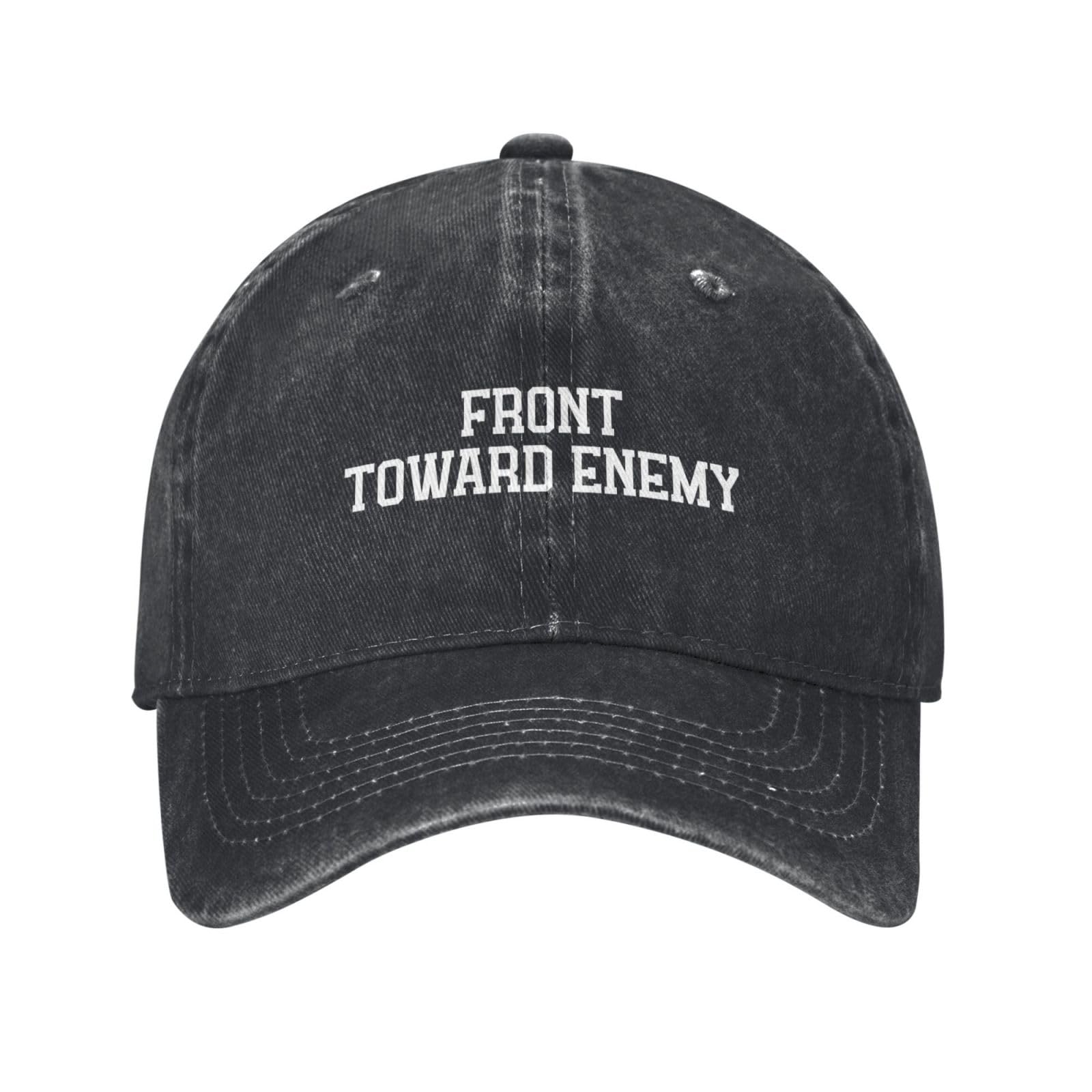 NLWQEKV Front Toward Enemy Hat Men Funny Baseball Hats Funny Gifts for Men Black