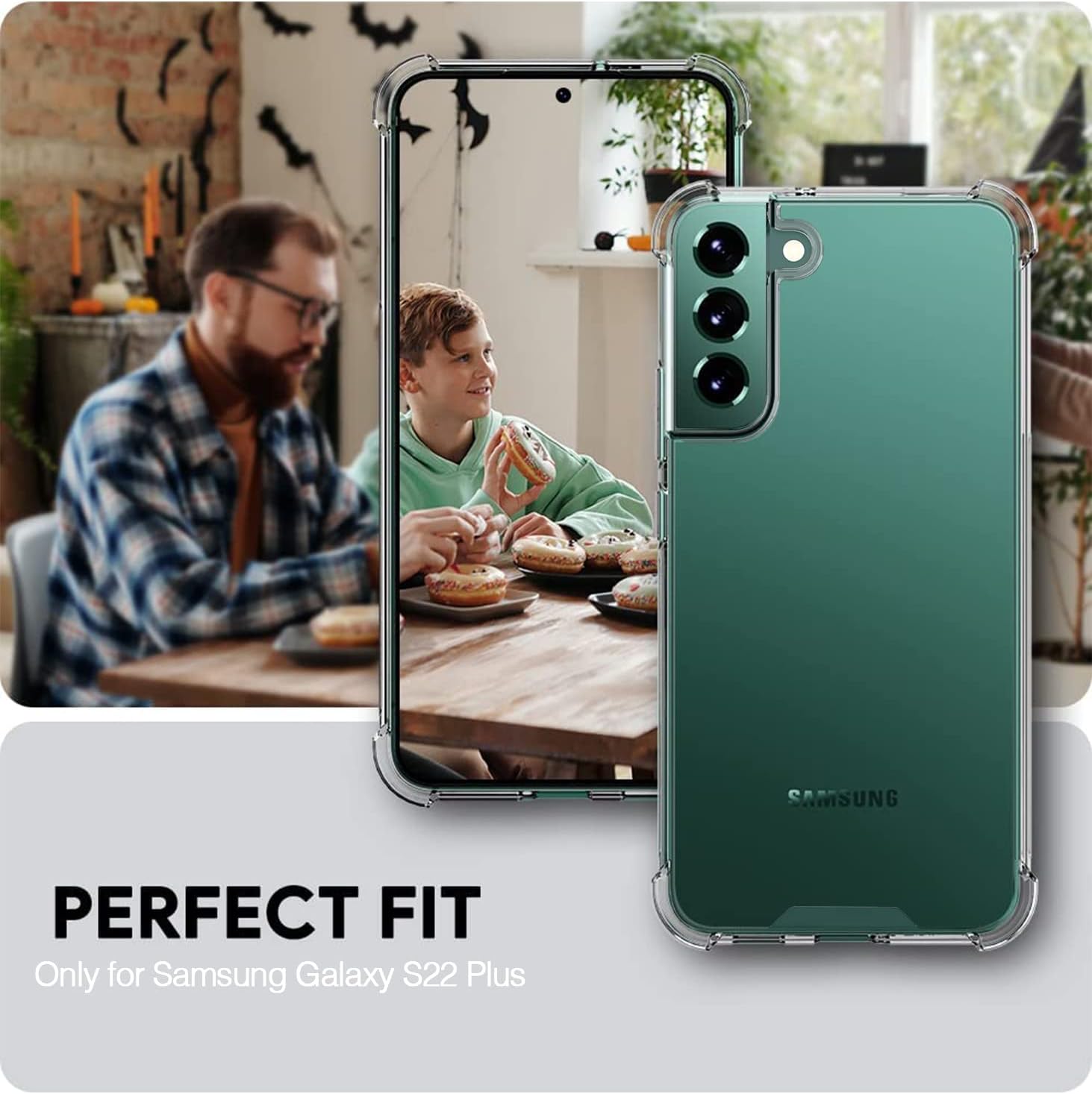KIOMY Galaxy S22 Plus Case Crystal Clear Shockproof Bumper Protective Cover Hybrid Design [Hard PC] Back + Flexible TPU Frame Enhanced 4 Corners Slim Fit Skin for Samsung Galaxy S22+ 5G 2022 6.6 Inch