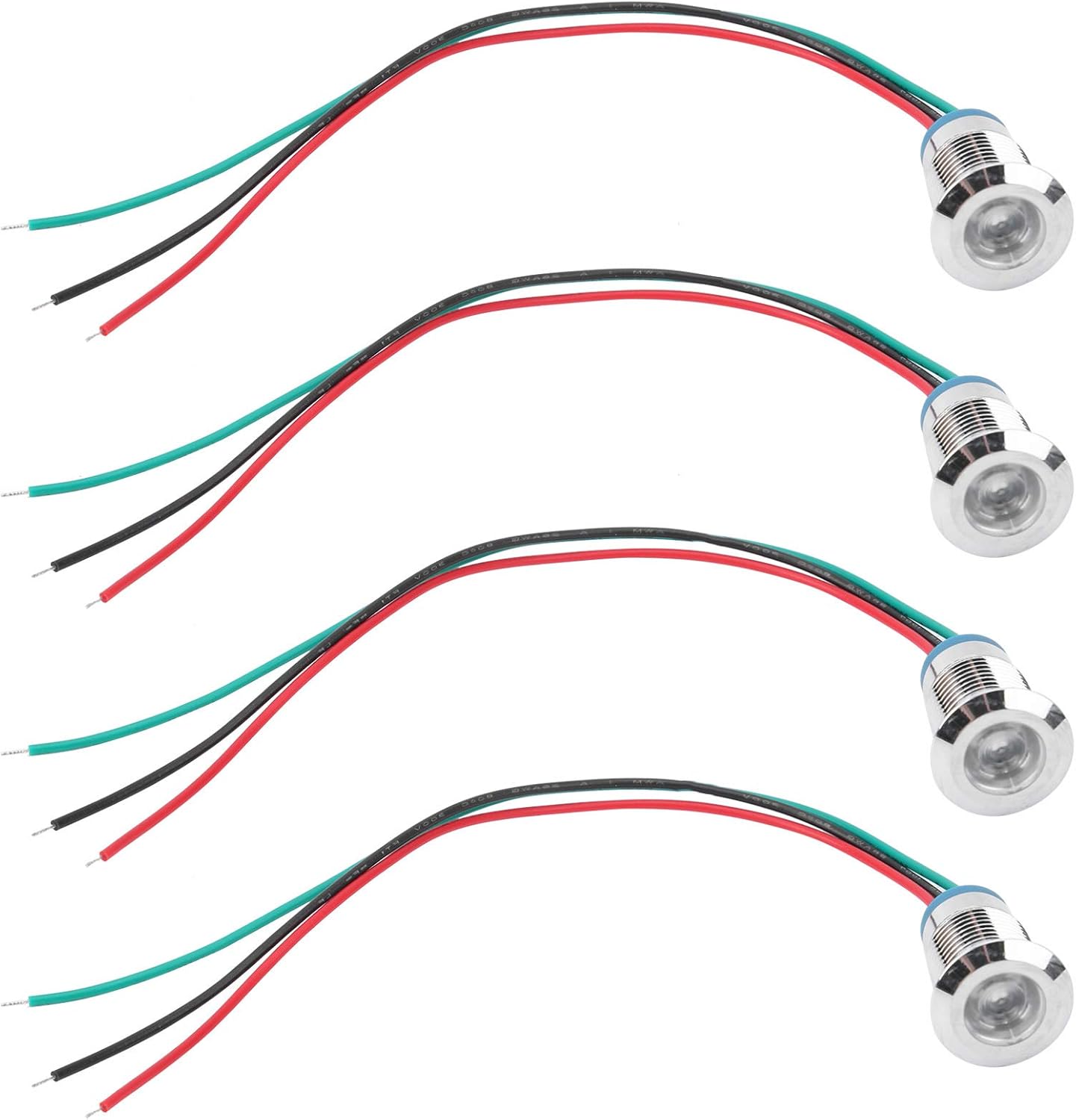 Marhynchus 4 juegos de luces indicadoras LED precableadas LED redondas, impermeables, luz de 2 colores, electrodo de ánodo común de 12-24 V 0.472 in