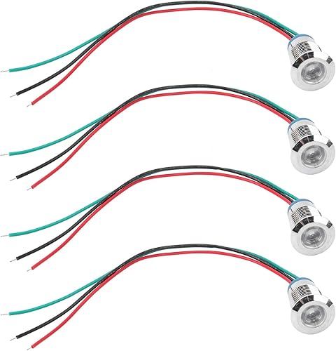 Marhynchus 4 juegos de luces indicadoras LED precableadas LED redondas, impermeables, luz de 2 colores, electrodo de ánodo común de 12-24 V 0.472 in