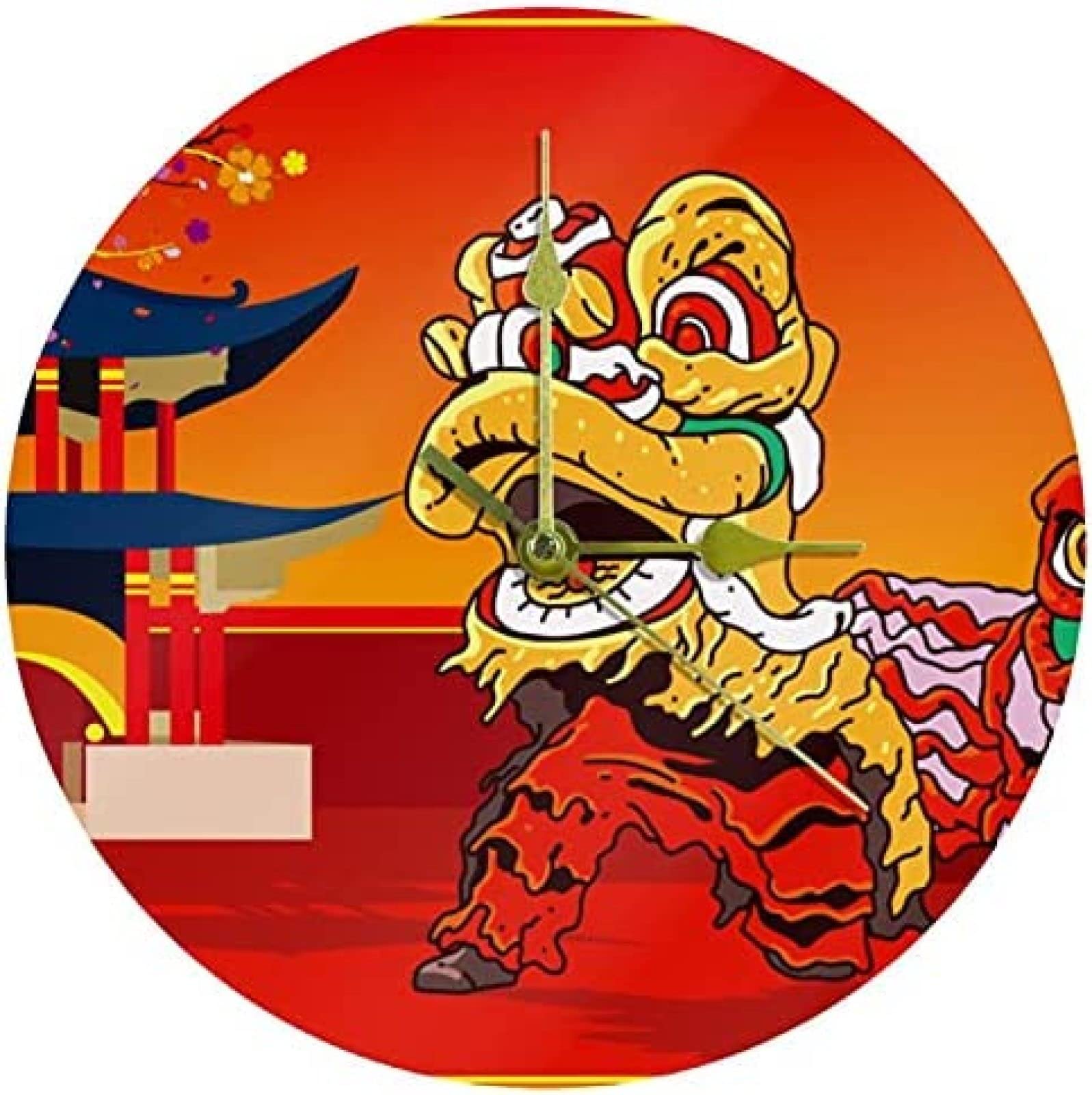 HMZXZ Orologio da Parete 9.5 Pollice Africa Leone Africano Silenzioso Orologio Rotondo per Casa Soggiorno Cucina Ufficio Scuola Decor