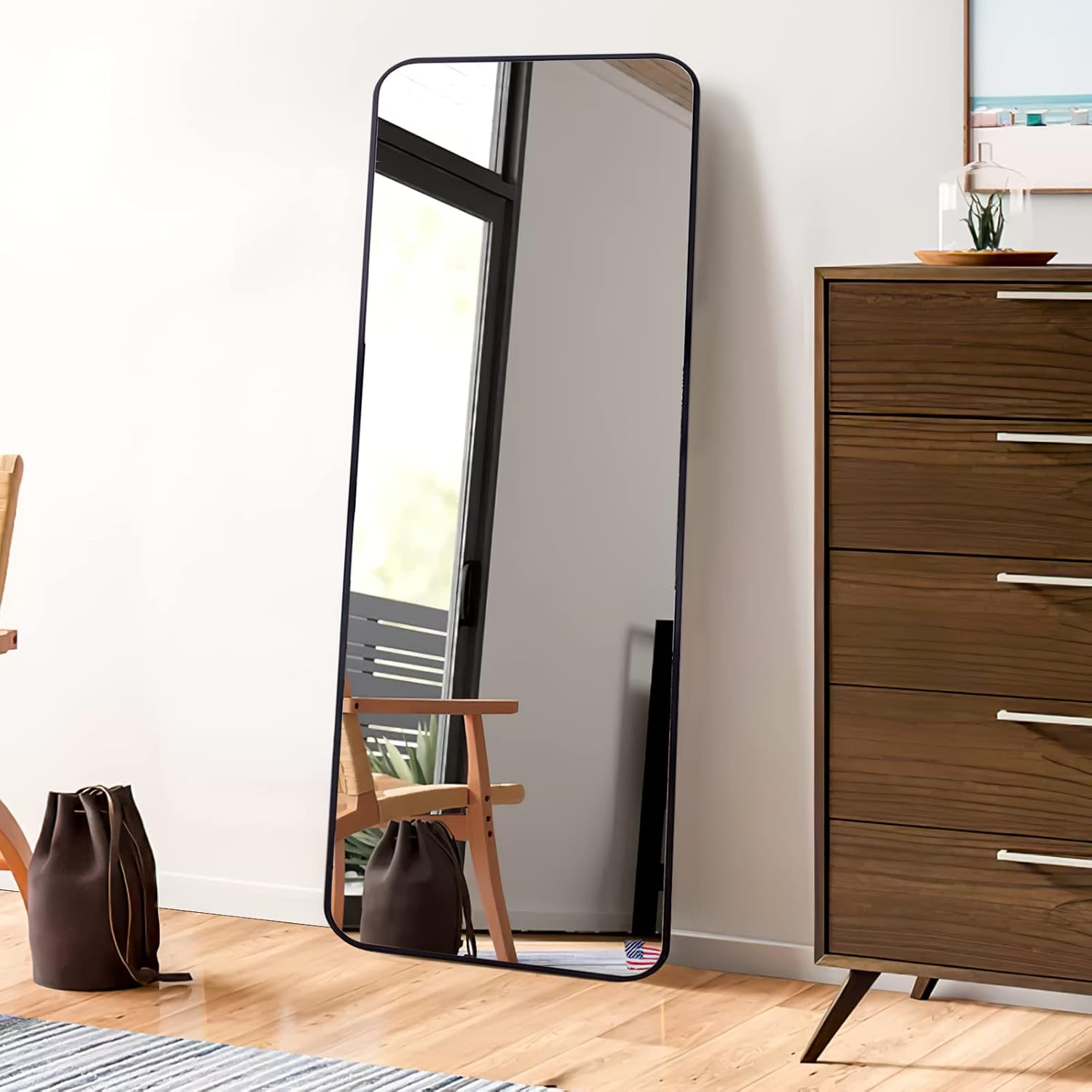 OWLKELA Full Length Mirror 110x40cm, Free Standing or Hanging Mirror