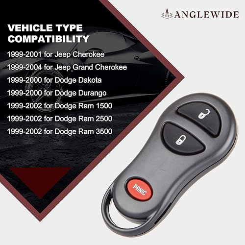 Miniatura 2 de Control remoto de entrada sin llave, 3 botones de repuesto para Dodge para Dakota para Durango para Ram 1500 para Ram 2500 para Ram 3500 para Jeep