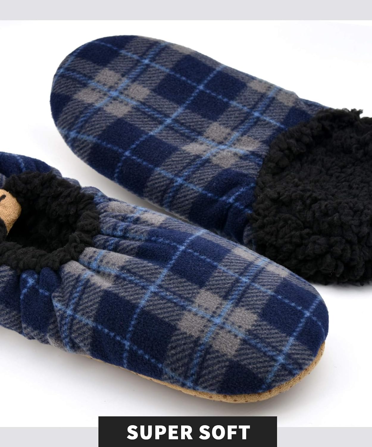 DICUIRD Mens Slipper Socks With Non Skid Bottoms, Warm Slipper Socks With Grippers For Men, Fuzzy House Knit Slippers - Image 2