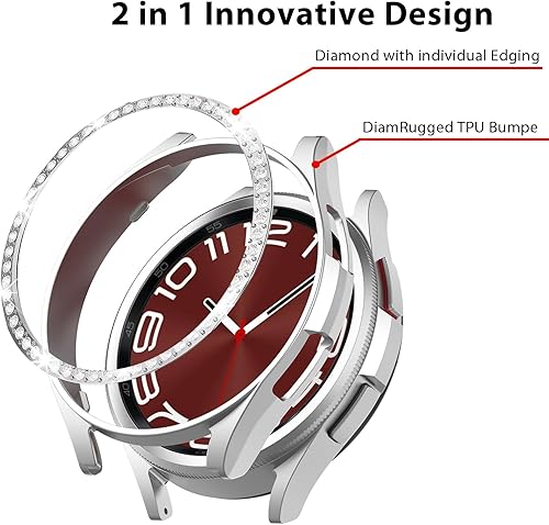 Miniatura 8 de Paquete de 3 fundas para Samsung Galaxy Watch 6 Classic de 1.732 pulgadas, funda protectora con marco brillante compatible con Galaxy Watch 6 (3
