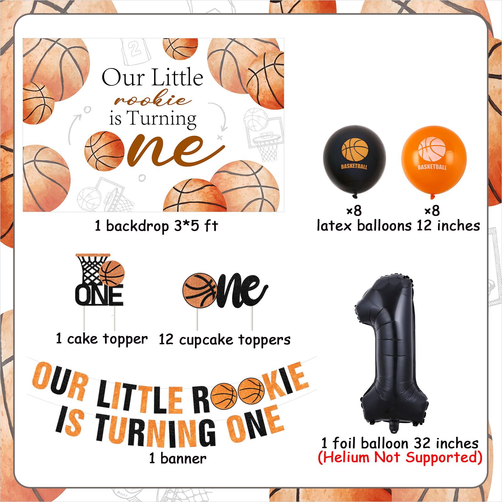 JOYMEMO Basketball 2nd Birthday YPF5 Party Decorations For Boys, Born 2 Ball Balloons Years Old It S Game Time Decor Sport Theme Party Supplies