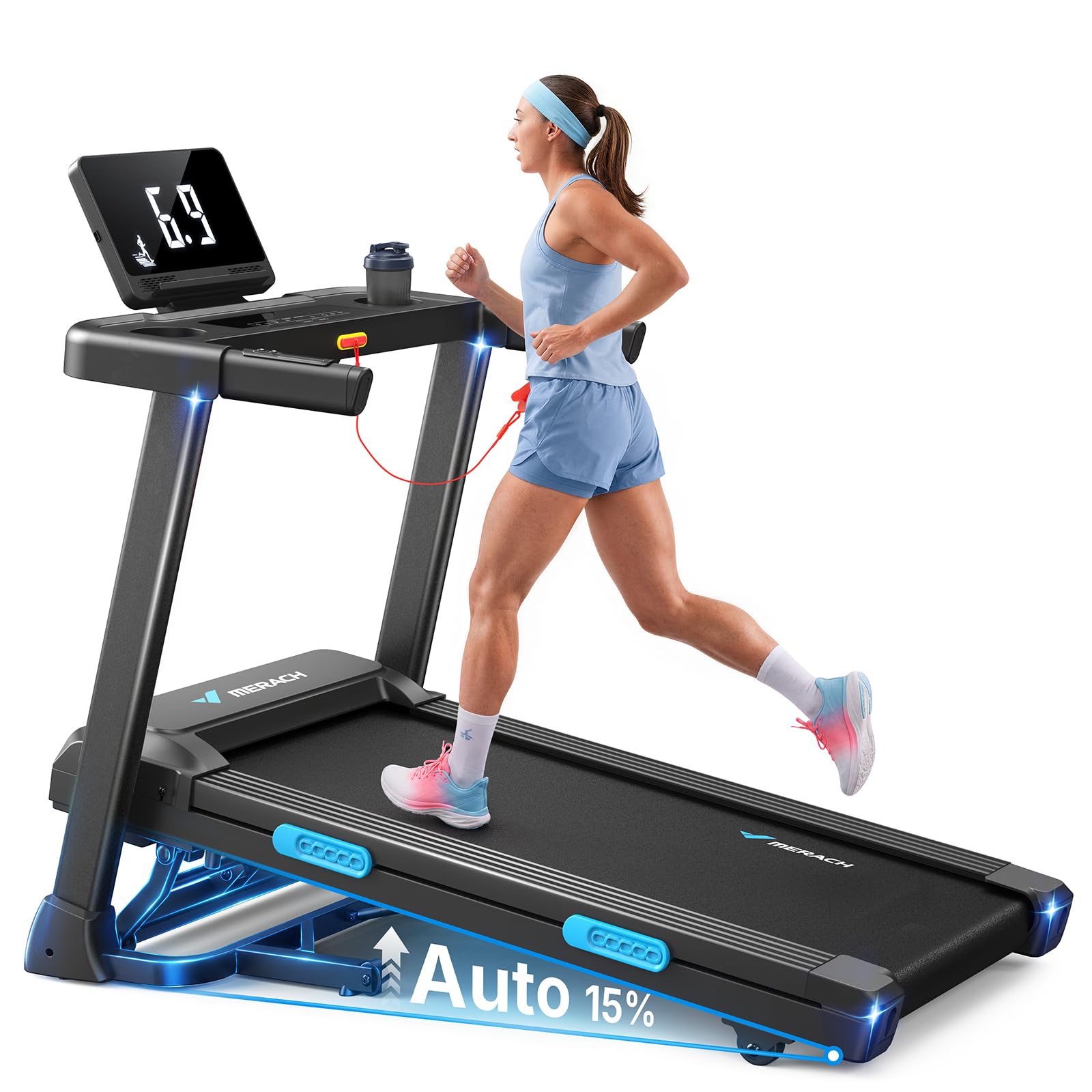 MERACH Heavy-Duty Foldable Treadmill for Home, Reinforced Steel Frame