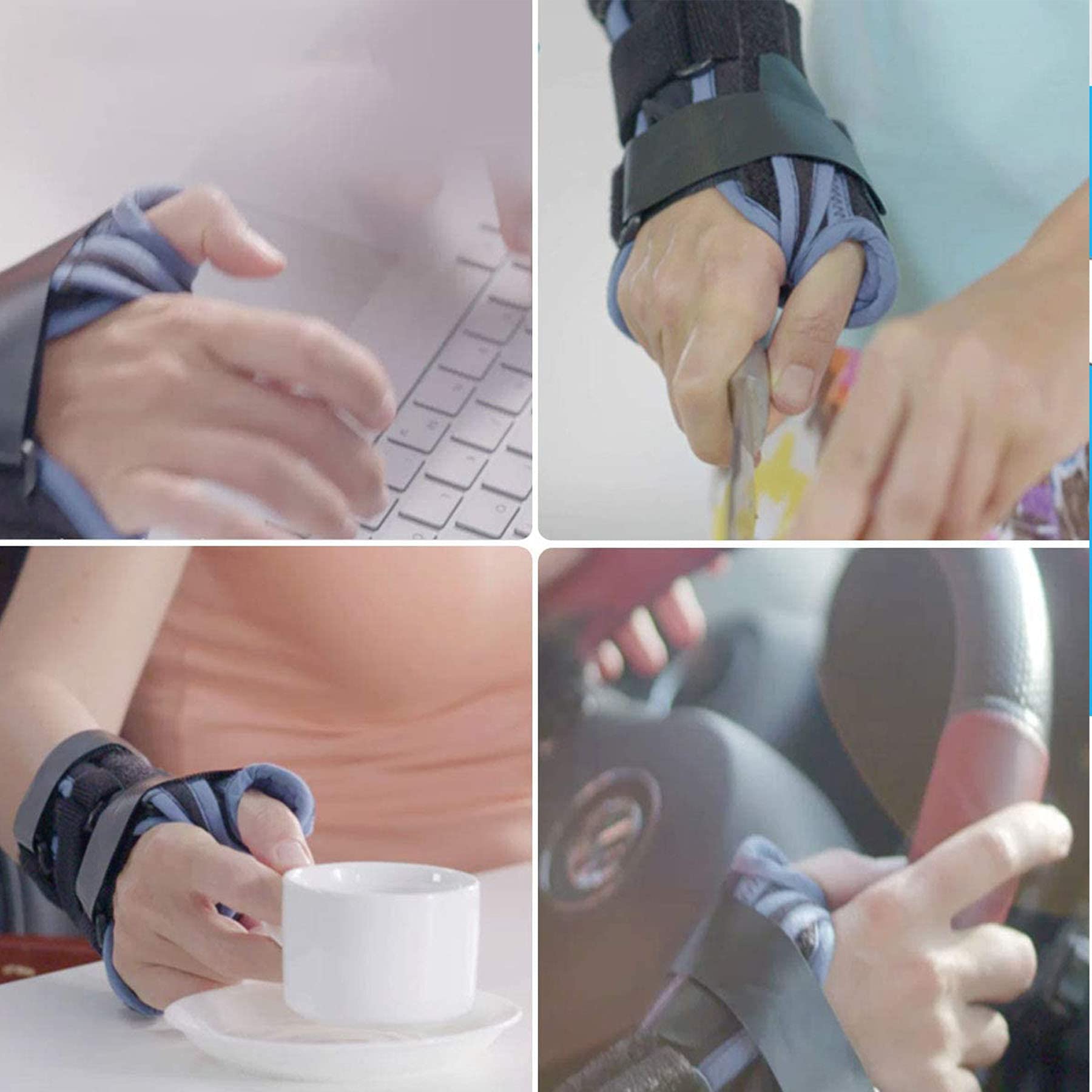 Férula para La Muñeca Ortesis de Mano Tendinitis Artritis Esguince Lesiones Deportivas Alivio del Dolor Soporte Ajustable Férula Alivio Lesiones de Muñeca para Túnel Carpiano,Aright,S