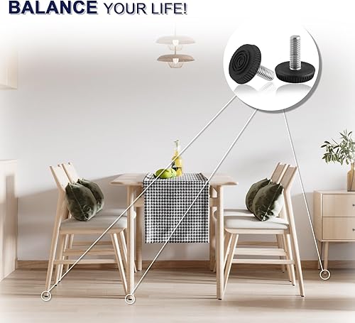 Miniatura 8 de COIDEA Niveladores de patas de muebles de rosca M6, 12 patas ajustables para muebles roscadas, patas niveladoras atornilladas para muebles,