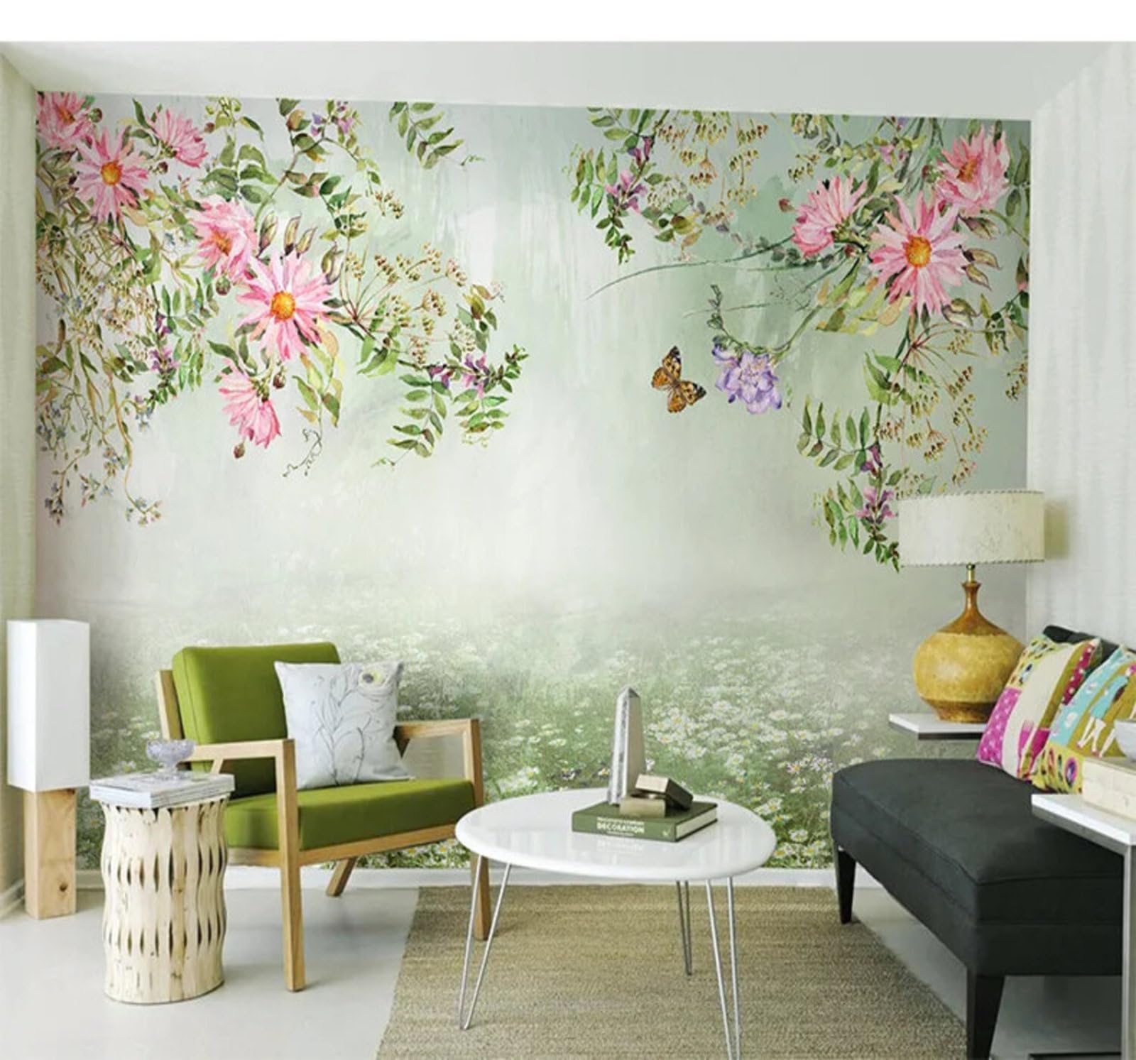 Tzxztt Beautiful Floral Hand Drawn Watercolour Elegant Modern 3D Wallpaper Premium Textured Silk Neutral Tones Material Ideal for Living Room Bedroom-250cm×170cm