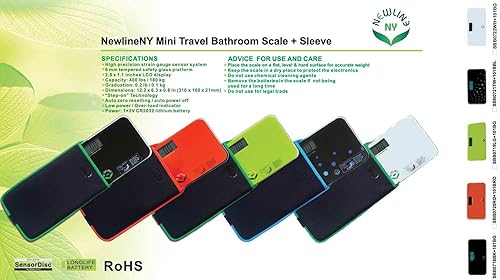 Miniatura 4 de NewlineNY Trendy Wave Mini báscula de baño + funda de viaje, SBB0721M-NYTW + NY-MSS101-BBL