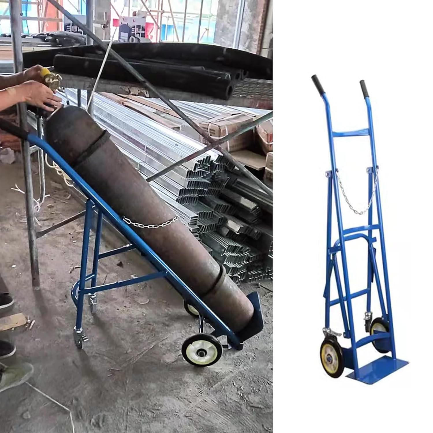Foldable Oxygen Cylinder Rack - Universal Rolling Cart for Secure Transport and Storage of Gas Tanks Ideal for