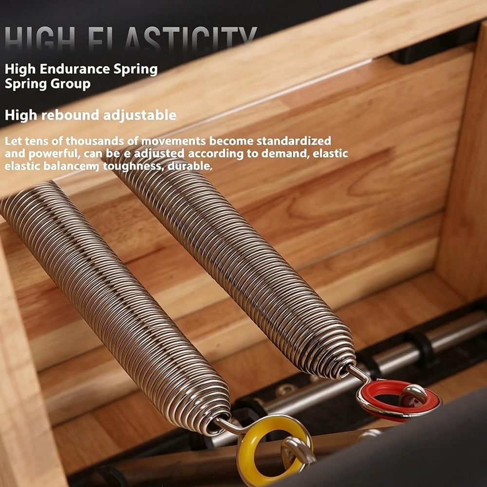 Pilates Chair, Silla de estabilidad Pilates con pedales divididos, entrenador físico combinado, máquina Pilates Reformer, con bandas de resistencia, asas y pedales divididos, madera de roble duradera.
