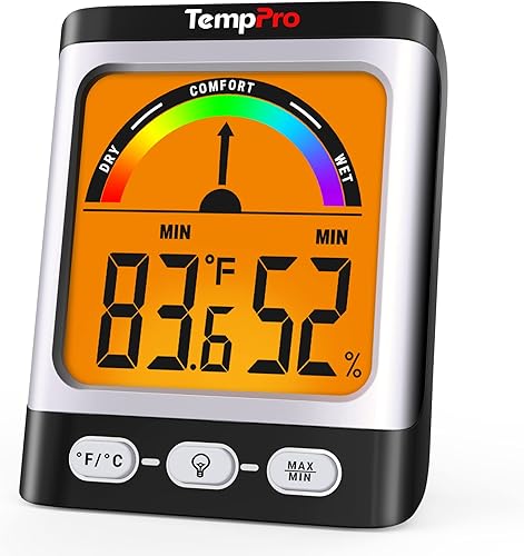 Termómetro higrómetro A52 para interiores para el hogar con indicador de nivel de comodidad, medidor de humedad, pantalla retroiluminada grande,