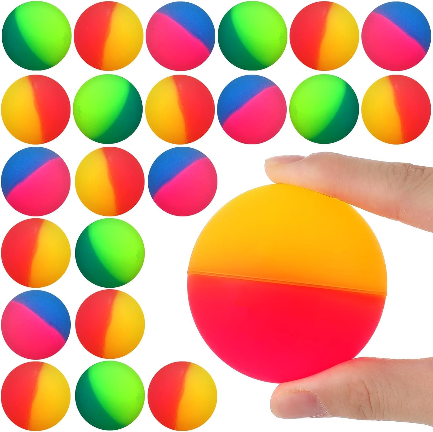Jenaai 20 Pcs Jumbo Super Bouncy Balls for Kids, 60mm/2.35" Large Colorful Rubber Balls Bulk, Easter Basket Stuffers, Birthday Party Favors, Carnival Prizes, Goodie Gift Bag Fillers