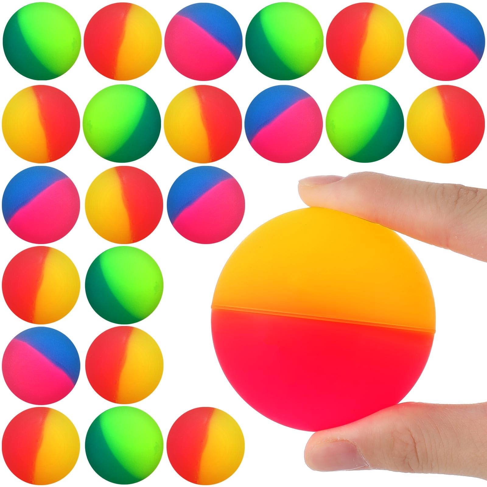 Jenaai 20 Pcs Jumbo Super Bouncy Balls for Kids, 60mm/2.35" Large Colorful Rubber Balls Bulk, Easter Basket Stuffers, Birthday Party Favors, Carnival