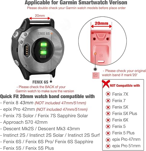 Miniatura 3 de Abanen Correas de reloj deportivas de silicona con orificios de aire para Fenix 7S  Fenix 6S  Fenix 5S  Instinct 2S, correa de muñeca de silicona