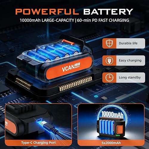 Vista 5 de Inflador de Neumáticos Compresor de Aire Portátil, Batería Recargable de 20 V y 150 PSI Bomba de Aire Manual Portátil, inflador de neumáticos