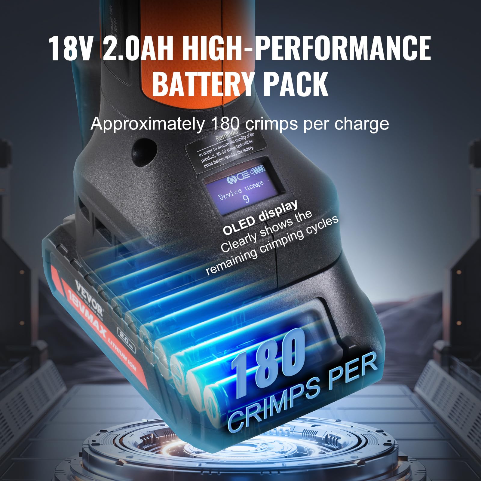 VEVOR Kit di Utensili per Pressatura e Batteria, Utensile Elettrico per Crimpatura di Tubi con Ganasce M15, M22, M28, Pressatura con 2 Batterie 20 V 2,0 Ah, Caricabatterie Rapido e Custodia Trasporto