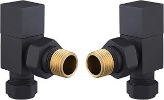 Keenware KRA-169 Lunar Square Towel Rail & Radiator Angle Valves: Black