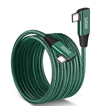 Dual Right 240W USB-C to USB-C Cable 10FT Green, Fast Charging