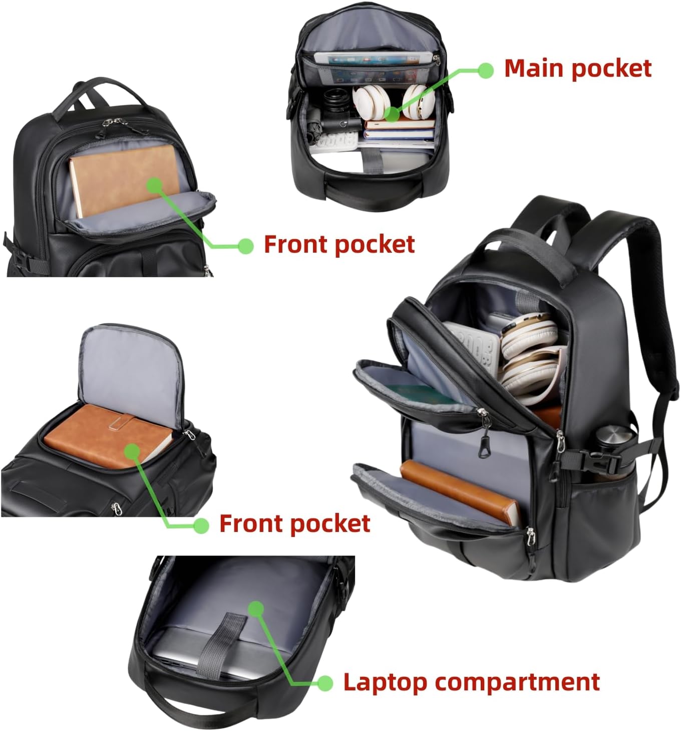 Casual laptop backpack, travel laptop backpack, water-resistant, suitable for work, travel, commuting, Daily. (Black)