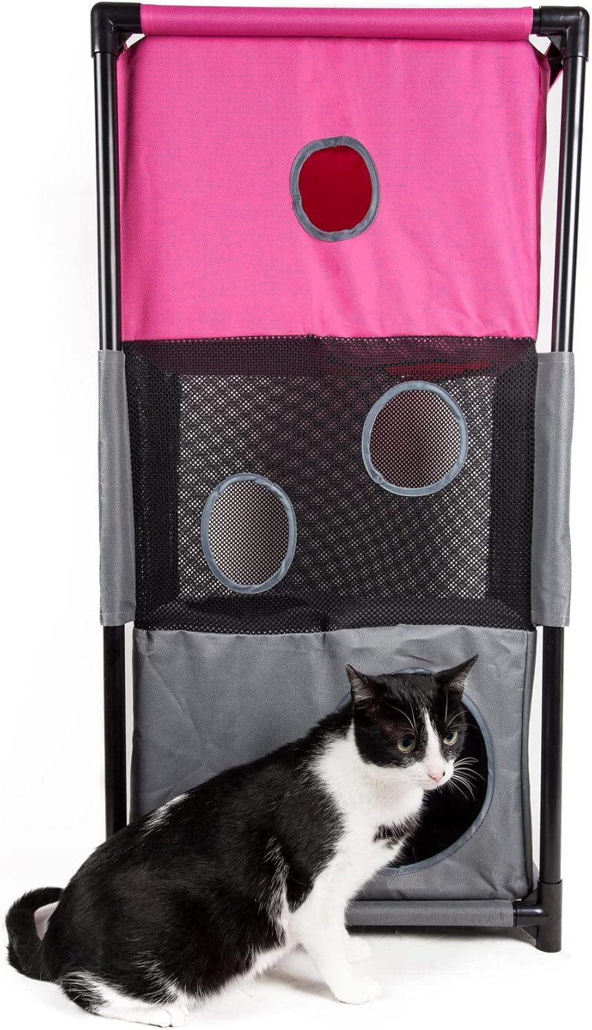 Pet Life ® Kitty-Square Obstacle Soft Folding Sturdy Play-Active Travel Collapsible Travel Pet Cat House Furniture : Pet Supplies