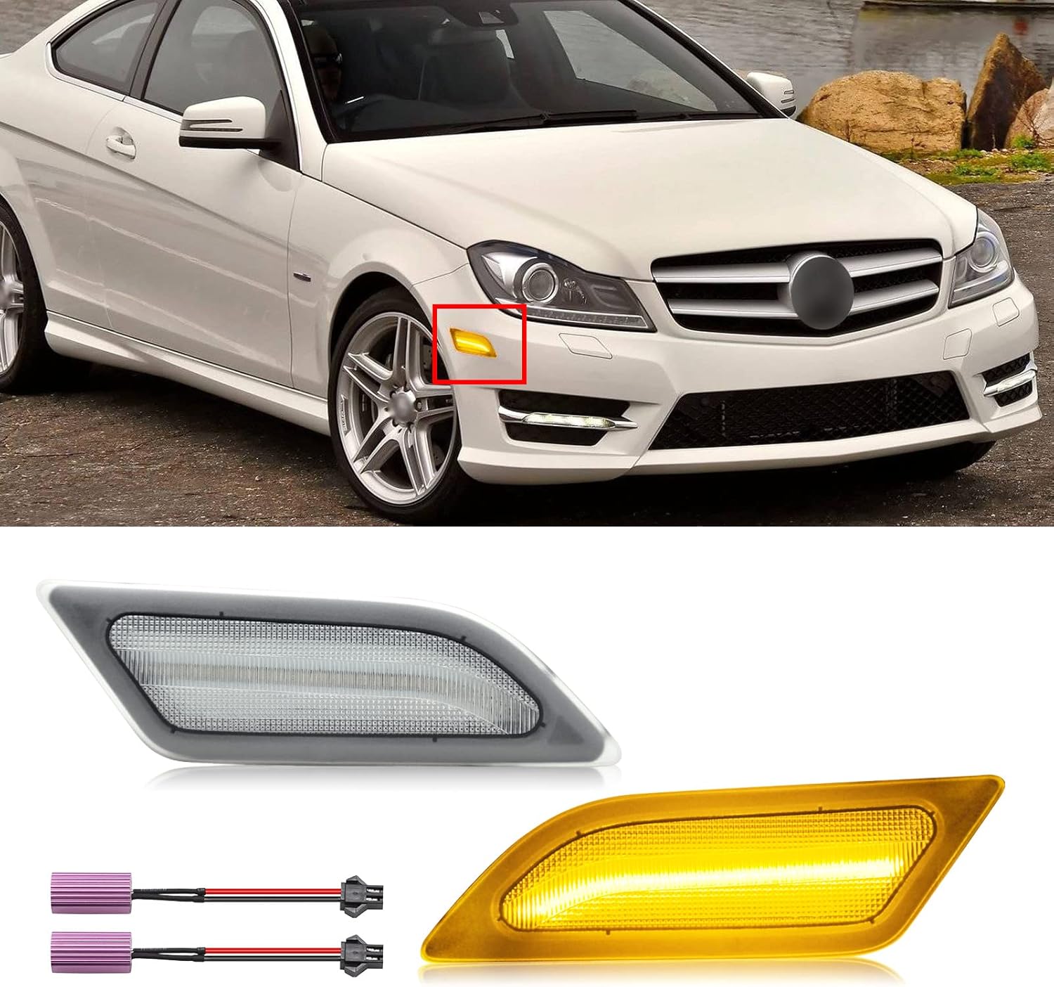 Aexploer LED Side Marker Lights Compatible with W204 C250