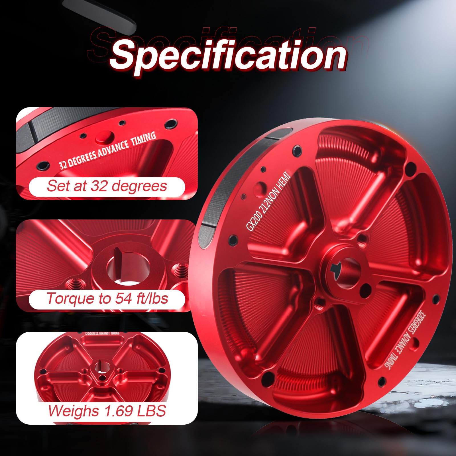 224 Flywheel ARC 6602 Billet Flywheel For GX200/Clone, 196cc Clone ...